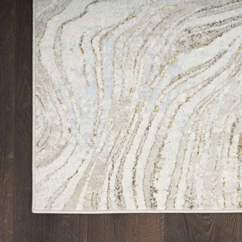5' X 7' Gold Gray and Ivory Abstract Non Skid Area Rug